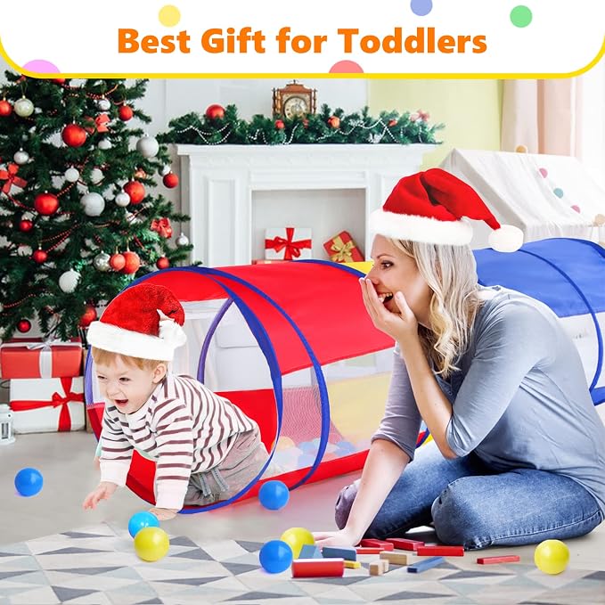 Kids Play Tunnel Tent for Toddlers, Colorful Pop Up Crawl Tunnel Toy for Baby or Pet with Breathable Mesh, Collapsible Gift for Boy and Girl Play Tunnel Indoor and Outdoor Game