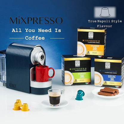 Mixpresso Espresso Machine, Compatible with Nespresso OriginalLine Capsules | 1400W single serve coffee maker with one-touch operation, 19-bar Italian pump and 27oz water tank, blue