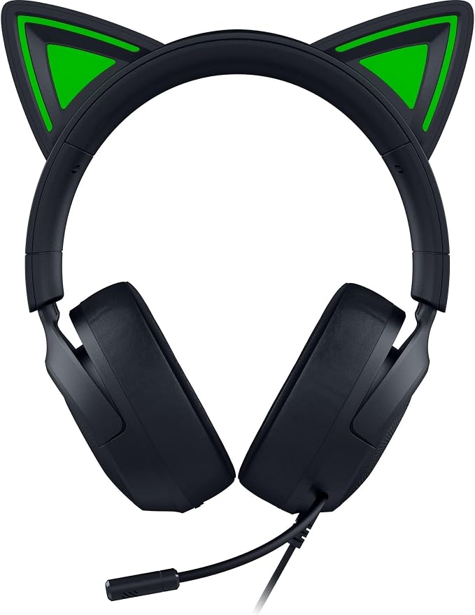 Razer Kraken Kitty V3 X Wired Gaming Headset, Kitty Ears, Black | HyperClear Cardioid Mic, 40 mm Drivers, 7.1 Surround Sound, Comfy Ear Cushions, Cross-Platform via 3.5mm PC, PS5, Xbox