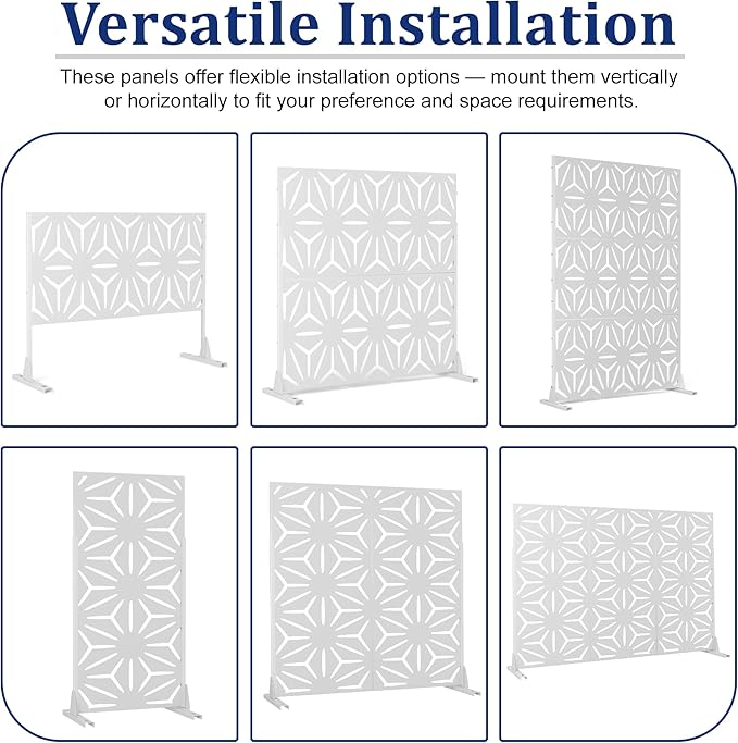 Outdoor Privacy Screen,72" H×47" W Metal Privacy Screen, Freestanding Privacy Fence Panels for Patio