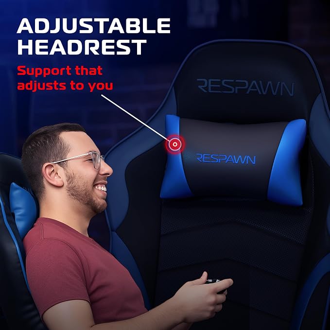 Respawn 900 Gaming Recliner Chair with Footrest, Cup Holder and Swivel | Ergonomic gaming recliner with footrest, cup holder, lumbar support, 135° recline & 360° swivel for console gaming