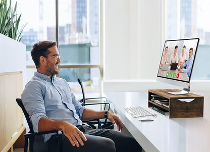 Zimilar Monitor Stand Riser, 2 Tiers Wood Laptop Computer Monitor Riser | for PC Screen, iMac, Desktop Screen Monitor Stand Riser with Storage for Home Office