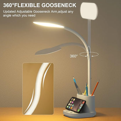 DEEPLITE Desk Lamp,Battery Operated Desk Lamps for Home Office, Rechargeable Desk Study Light for Dorm, 800 Lm, 3 Lighting Modes, CordlessTable Lamp with Pen Holder, Eye-Caring Reading Lamp.