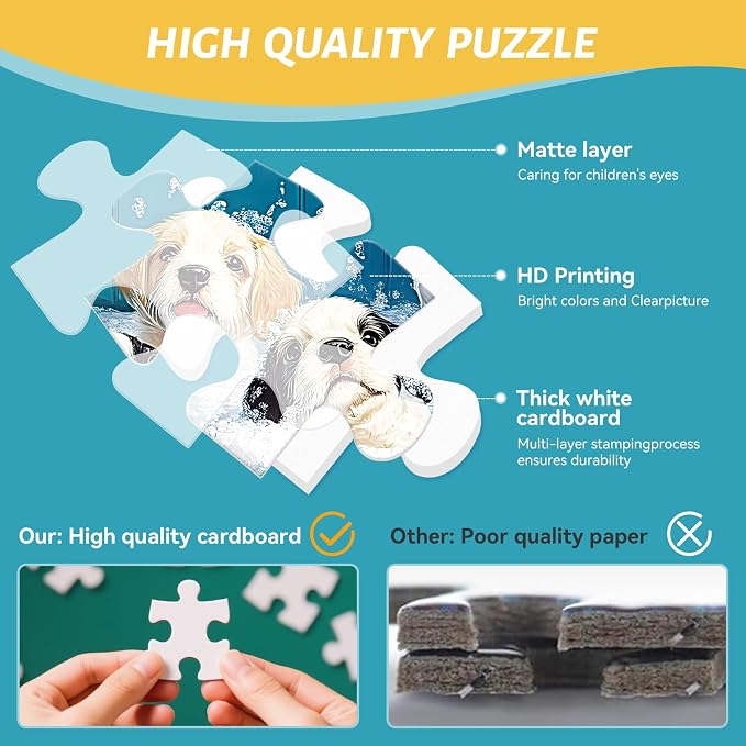 500 Piece Puzzle for Adults – Cute Dogs Bathing Jigsaw Puzzle for Adults, Kids & Seniors – Eco-Friendly Recycled Paper – Fun & Challenging Family Game Gift for Friends and Family (20.5 x 15 in)