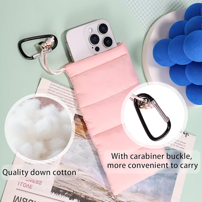 Lyreh Thermal Phone Case with Carabiner, Universal Cellphone Pouch to Prevent Freezing and Overheating, Insulated Warm Phone Cover Bags Extend Battery Life for Outdoor Sports Lovers Gifts (Pink)