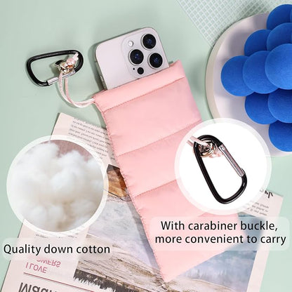 Lyreh Thermal Phone Case with Carabiner, Universal Cellphone Pouch to Prevent Freezing and Overheating, Insulated Warm Phone Cover Bags Extend Battery Life for Outdoor Sports Lovers Gifts (Pink)
