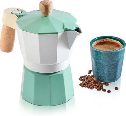 Mixpresso 3 Cup Moka Pot Stovetop Espresso Maker, Italian Cuban Coffee Pot | 5oz aluminum Italian coffee maker for gas and electric stovetops, small design for traditional espresso-style coffee at home