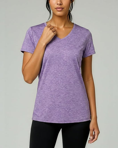 5 Pack Women's Dry Fit V Neck Workout Tops T Shirts Athletic Gym Yoga Tees | Available In Plus Size, Cooling Moisture-Wicking, Short Sleeve, Quick-Dry, Fitness, Stretch, Exercise, Running, Hiking