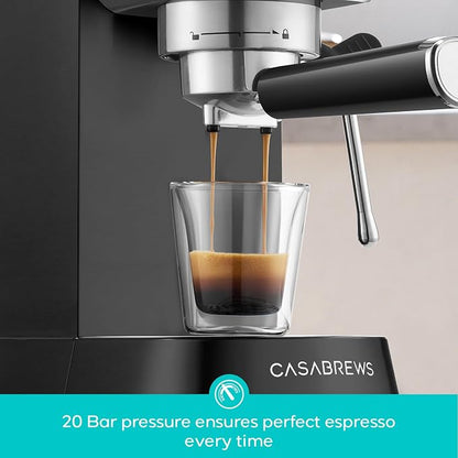 CASABREWS 5418 PRO Espresso Machine, Coffee Maker with Fast Heating System | Brew Ready in 5 seconds, Brews 2+ milk drinks in a row, 20-Bar Pump, Built-in Pressure Gauge, Pro Steam Wand for Lattes