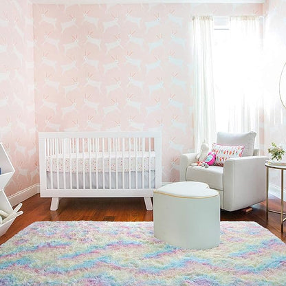 AROGAN Soft Rainbow Area Rugs for Girls Room 4x6 Feet, Fluffy Girls Bedroom Rugs, Princess Rug, Cute Colorful Carpet for Kids Teens Nursery Toddler, Pink
