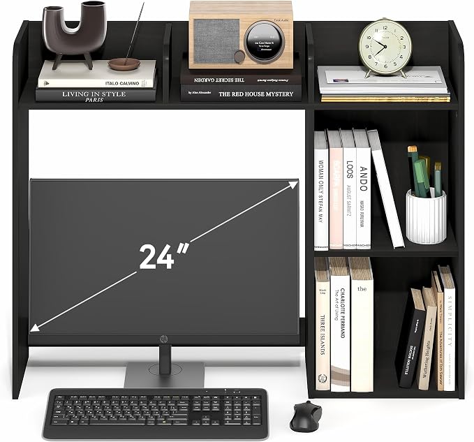 Furinno Classic Desk Shelf, 5-Shelf Desktop Hutch, Book Shelf, 3-Tier Desk Organzier, for Office Supplies, Office Desk Accessories, for Home Office, College, Dorm, White