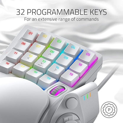 Razer Tartarus Pro Gaming Keypad: Analog-Optical Key Switches - Rapid Trigger - Adjustable Actuation - 32 Programmable Keys - Customizable Macros - Chroma RGB Lighting - Mercury White | Rapid Trigger, Adjustable Actuation, 32 Programmable Keys, Customi...