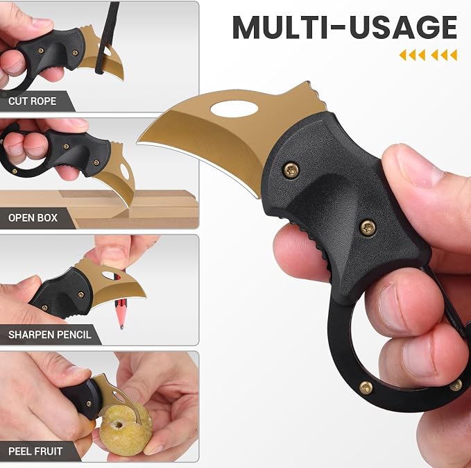 FUNBRO Small Pocket Knife for Men, Edc Knives Tool | Cool Folding Knife Box Cutter with 1.34inch Sharp Blade, Great Gift for Men (gold)