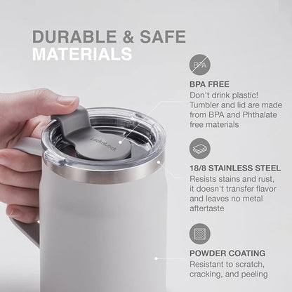 LocknLock Metro Mug, Premium 18/8 Stainless Steel Metal, Double Wall Insulated, Portable Coffee Cup with Lid and Handle for Hot and Cold Drinks, Dark Green, 20 oz