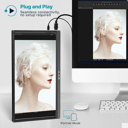 KYY Portable Monitor 15.6" 1080P Computer Monitor Screen Extender w/Cover | Portable Monitor for Laptop 1080P FHD IPS with USB-C and HDMI, Laptop Screen Extender for Travel HDR Gaming Monitor w/Speaker