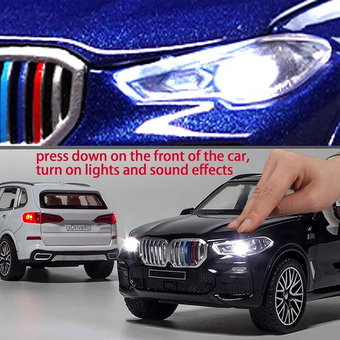Toy Cars 1/32 Metal Model Car Toys with Light and Sound Pull Back Collectible Model for Children Age 3 + Year Old Festival Gift(White)