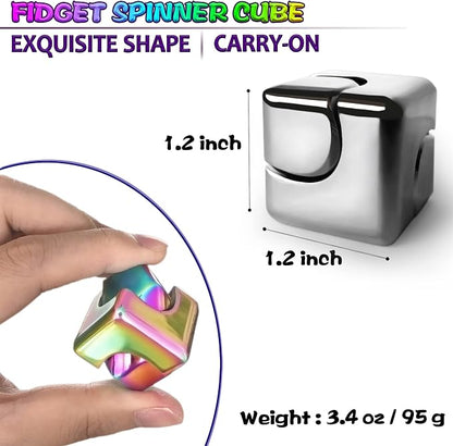 2pc Fidget Spinner Toys Cube Adults, Easter Basket Stuffers for Teens Metal EDC Cool Desk Gadgets Office Toys Small Anxiety Figette Sensory Toy, ADHD Tool Fingears Figet Stress Valentine Gift for Boy