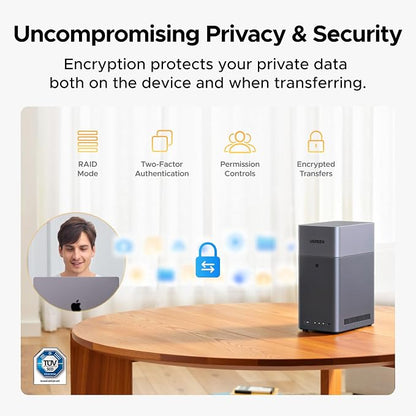 UGREEN NAS DH2300 2-Bay Desktop NAS, Support Capacity 64TB (Diskless) | Remote Access, AI Photo Album, Beginner Friendly System, 4GB RAM on Board,1GbE, 4K HDMI, Network Attached Storage (Diskless)