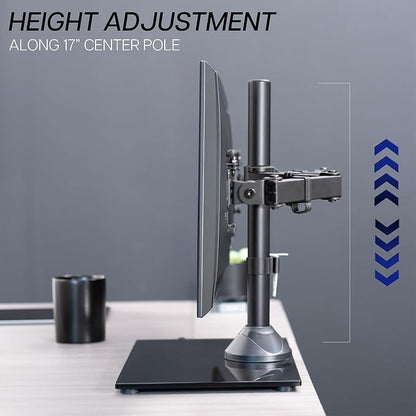 VIVO Freestanding Dual Monitor Stand with Sleek Glass Base and Adjustable Arms, Mounts 2 Screens up to 32 inch and 22 lbs Each, Black, STAND-V002FG | Articulating, Freestanding Adjustable Monitor Arm, Black with Glass Base, Computer Stand for 2 Monitor...
