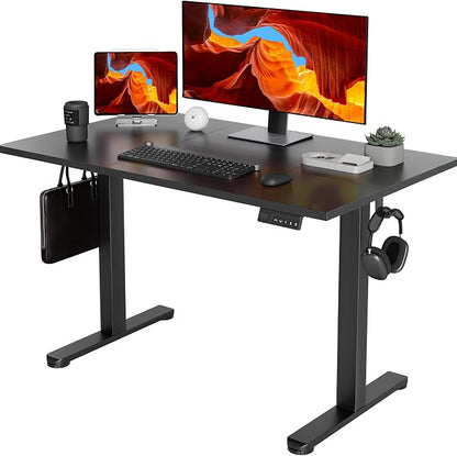 YDN 48 x 24 Inch Black Electric Standing Desk | Adjustable Height, Sit Stand, Cable Management, Ergonomic, Home Office
