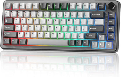 YUNZII B75 PRO 75% Wireless Mechanical Keyboard (Dark Grey,Cocoa V2) | Hot Swap Keyboard with Knob, Gasket Mount, Creamy Pre-lubed Switch for Smooth Typing, BT/USB-C/2.4G, for Gaming