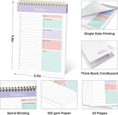 Taja To Do List Notepad, Undated Daily Planner for Work and Goal Setting | Violet Dream, 52 Sheets, 9.8" x 6.5" , for Office, Home and school, Daily Task Planning, Notes and Everyday Organization