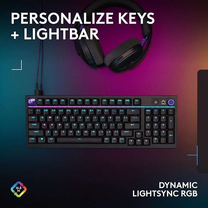 Logitech G316 X 98 Mechanical Gaming Keyboard (Tactile) - Black | Hot-Swappable Tactile Mechanical Switches, Gasket Design, PBT Keycaps, <8Khz, LIGHTSYNC RGB, Dot-Matxix LED Display, USB-C