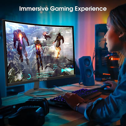 New! Sceptre Curved 24.5-inch Gaming Monitor up to 240Hz 1080p R1500 1ms DisplayPort x2 HDMI x2 Eye Care Build-in Speakers, Machine Black 2026 (C255B-FWT240 Series)