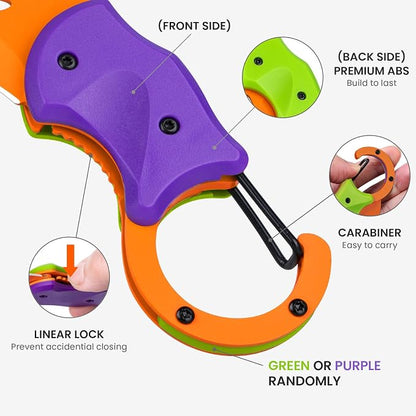 FUNBRO Small Pocket Knife for Men, Edc Knives Tool | Cool Folding Knife Box Cutter with 1.34 Inch Sharp Blade, Great Gift for Men (purple & Green)
