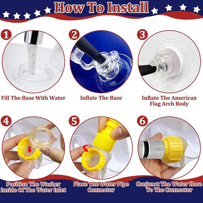 4th of July Inflatable Sprinkler for Kids, 8F * 5.5F 250th Anniversary Sprinkler Outdoor Water Toys for Kids Adults 4th of July Independence Day Summer Water Party Backyard Outside Games Activities