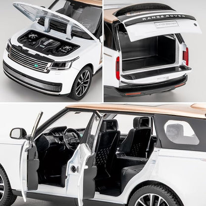 TGRCM-CZ 1:24 Range Rover Die-cast Model Vehicle with Sound & Light, Off-Road Vehicle with Pull Back Function & Openable Doors - Realistic Details for Collectors & Gifts White