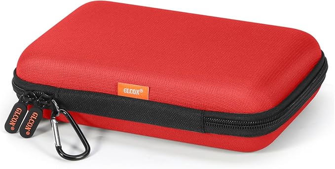 Pure-Red Shockproof Hard Shell Carrying Case for Portable External Hard Drive, Power Bank, Charger, Seagate Game Drive, Cell Phone, Electronic, Women Accessories - Large Storage Pouch Travel Bag