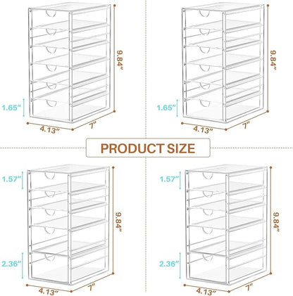 ARSTPEOE 22-Drawer Acrylic Storage & Makeup Organizer for Desk, Bath | Smooth-glide drawers, clear acrylic, stackable, dustproof, wipe-clean, for lipsticks, lip glosses, blushes, pen
