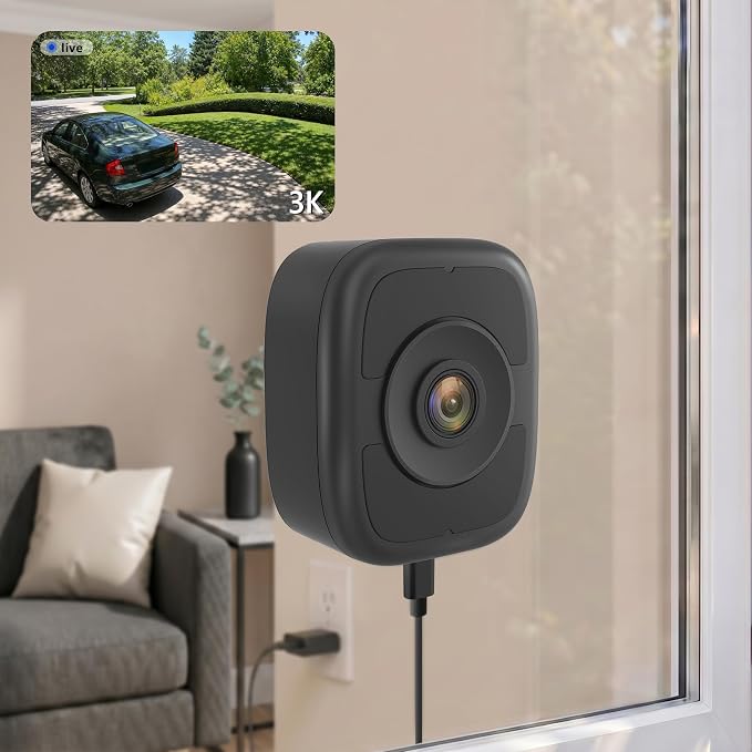 5MP 3K Magnetic Window Camera, Indoor Window Security Camera for Home with Full Color Night Vision,5GHz&2.4GHz WiFi 6,AI Human Vehicle Detection,2-Way Audio, No Drill, 24/7 Recording
