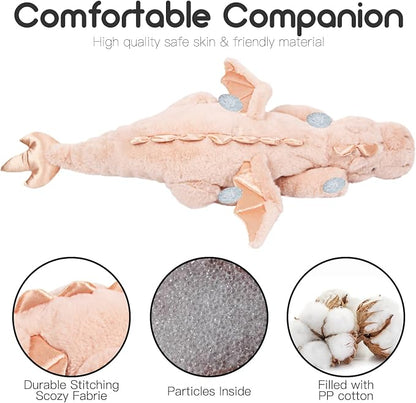 ARELUX Giant 50in 3Lb Big Pink Dragon Large Stuffed Animals Cute Plush Toy Fuzzy Jumbo Dinosaur Pillow Plushies with Wings Cuddly Soft Pterosaur Plushie for Friends Family Member