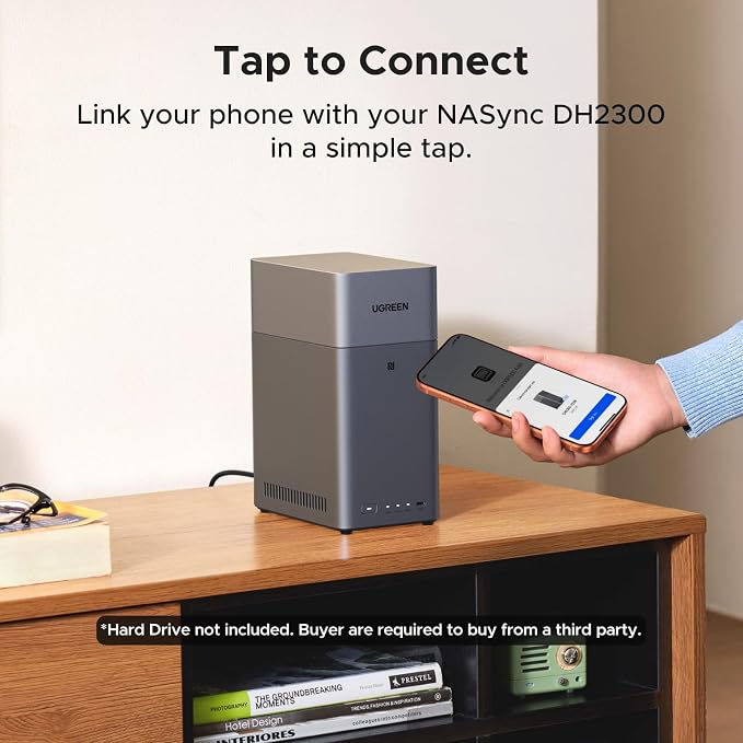 UGREEN NAS DH2300 2-Bay Desktop NAS, Support Capacity 64TB (Diskless) | Remote Access, AI Photo Album, Beginner Friendly System, 4GB RAM on Board,1GbE, 4K HDMI, Network Attached Storage (Diskless)