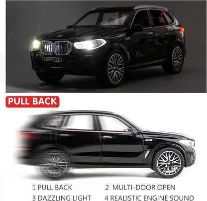 BDTCTK 1:32 Comapatible for X5 SUV Model Car Toy, Zinc Alloy Pull Back Toy car with Sound and Light for Kids Boy Girl Gift(Black)