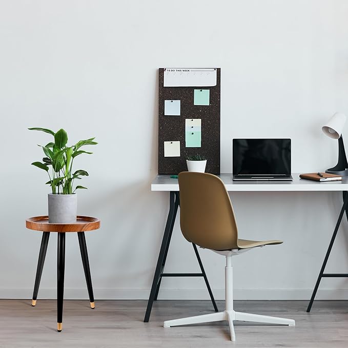 Plant Stand Indoor,Mid Century Walnut Wood Plant Table, Heavy Duty Metal Tall Flower Pot Stand,Modern Round Small Side End Table with Raised Design(12"x17")