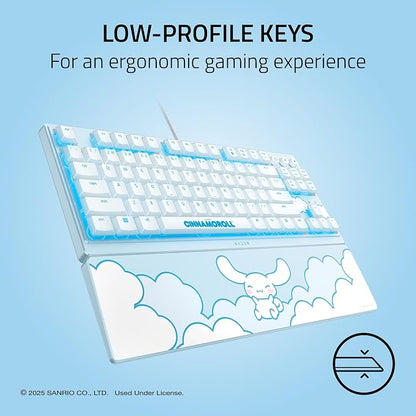 Razer Ornata V3 TKL Gaming Keyboard, Low-Profile Keys, Cinnamoroll Edition | Mecha-Membrane Switches, UV-Coated Keycaps, Backlit Media Keys, 8-Zone RGB Lighting, Magnetic Wrist Wrest