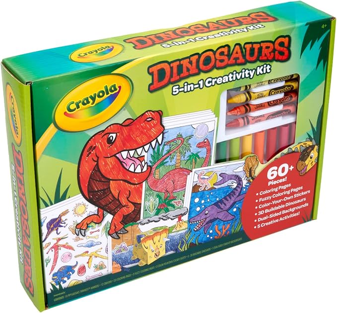 Crayola Dinosaur 5-in-1 Art Kit for Kids, Dinosaur Toys, Kids Art Set, Dinosaur Gift for Boys & Girls, Ages 4+