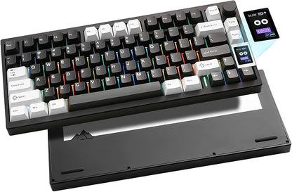 YUNZII AL80 75% Wireless Aluminum Mechanical Keyboard(Black, Cocoa Cream) | QMK/VIA, Smart LCD Display and Knob, Hot Swap, Gasket Structure, BT/2.4G/USB-C, RGB Keyboard for Gaming/Win/Mac
