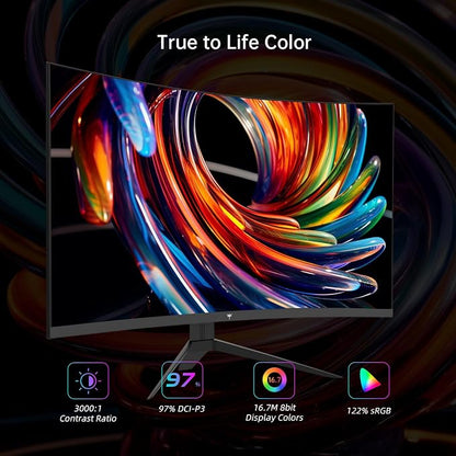 KTC 32 Inch Curved Gaming Monitor, FHD 1080p 165Hz Curve Monitor, H32S17C | 1500R, 1ms MPRT, Adaptive Sync, 122% sRGB, DP/HDMI, Tiltable, Eye Care, VESA, HDR10 for Gaming Home Office Business