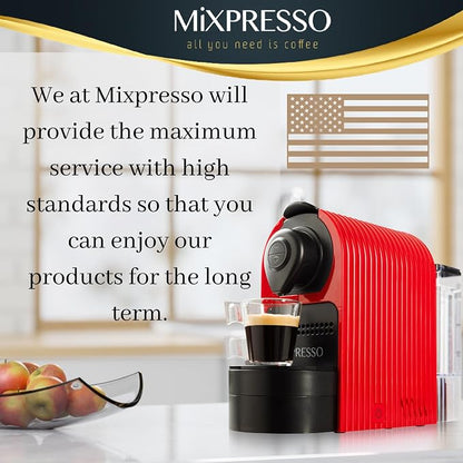 Mixpresso Espresso Machine, Compatible with Nespresso OriginalLine Capsules | 1400W single serve coffee maker with one-touch operation, 19-bar Italian pump and 27oz water tank, red
