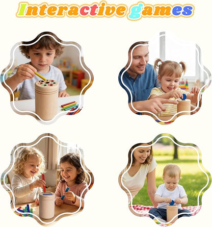 Wooden Montessori Baby Toddler Toys, 3 in 1 Educational Sensory Color Sorting Toys for Toddlers 1-3, Educational Color Sorting Fidget Sensory Toys