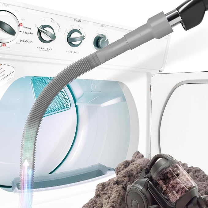 Holikme Dryer Vent Cleaner Kit – Gray Lint Vacuum Attachment | Dryer Vent Vacuum Hose Replacement Parts Reach Deep Inside Vents - Remove Hidden Lint, Speed Drying & Reduce Fire Risk