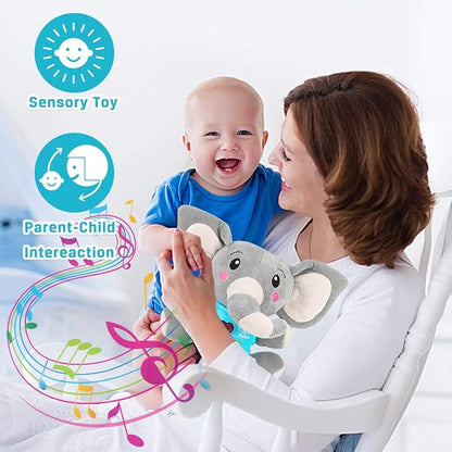 Aitbay Plush Elephant Music Baby Toys 0 to 6 Months, Cute Stuffed Animal Light Up Baby Toys Newborn Baby Musical Toys for Infant Babies Boys & Girls Toddlers 6 to 12 Months