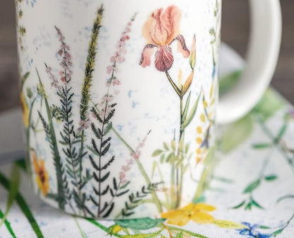 Maison d' Hermine Coffee Mug with Handles Tea Cups (15 Ounce, Pack of 2) | Fine Bone China Coffee Mugs for Hot Beverages Cappuccino Latte Home Restaurant Hotel Spring Summer -Fleurs De Mai