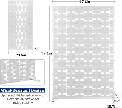 Outdoor Privacy Screen,72" H×47" W Metal Privacy Screen, Freestanding Privacy Fence Panels for Patio