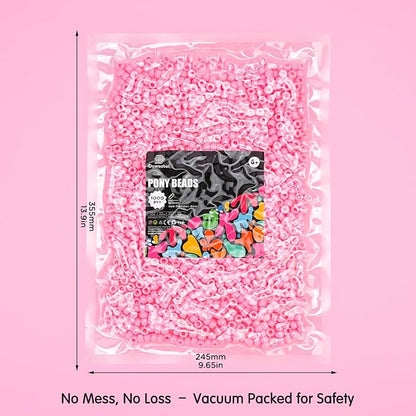 Dowsabel Pink Pony Beads Bulk 1000 Pcs 6x9mm, Large Hole Kandi Hair Beads for Braids Bracelets, DIY Friendship Bracelets Necklaces Jewelry Making Crafts and Gifts