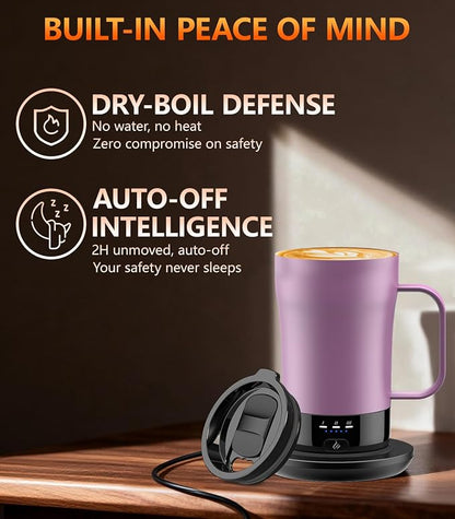 Self-Heating Coffee Mug, 14oz Heated Coffee Mug - Rechargeable Temperature Control Coffee Mug Keep Coffee Hot, Smart Mug Great Gift for Coffee Lovers & Slow Sippers